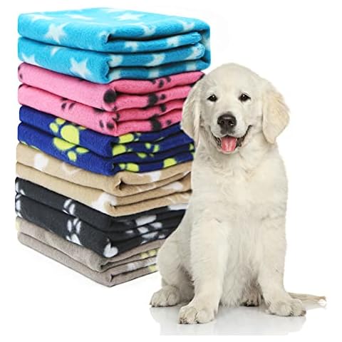 Pack of 6 Dog Blankets Soft Fleece Puppy Blankets Washable Sleep Mat Pad Bed Cover With Paw Print For Pets Cats Kitten Guinea Pig Anaimals(60 x 70cm/23.6 x 27.6 inch, Multicolor) Cover