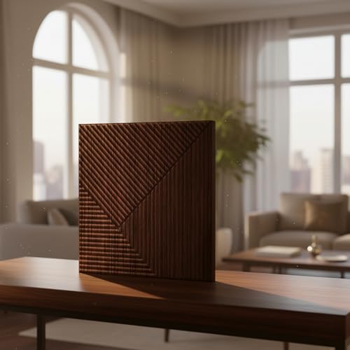 Image of Kayra Decor 3D PVC Wall Panel - Fluted Design, Walnut Wood Color 19.7 inch x 19.7 inch (Pack of 18) - Covers 48.51 Sq. Ft.