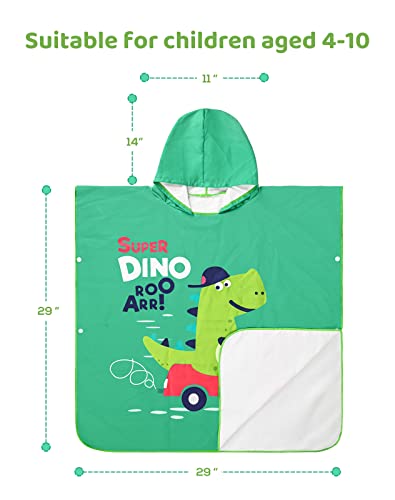 Zooaoxo Kids Beach Towel For Boys Girls, Hooded Bath Towel Wrap, Toddler Pool Towel With Hood, 29*29 Inch For 6-12 Years Kids (Little Dinosaur, 29*29 Inch) #TOP3