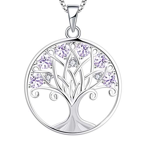 YL Collar Árbol de la Vida para Mujer Plata de Ley 925 Colgante de Árbol Genealógico de Alejandrita con Piedra Natal de Junio, 45 + 3 CM