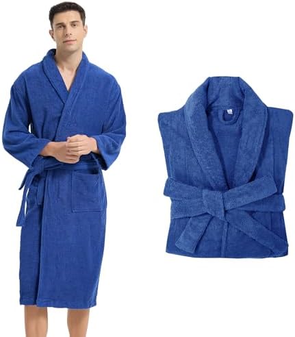 SHANGSHA Classic Towels Bathrobe for men,Luxury Hotel Bathrobe,Cotton Terry Cloth Robe