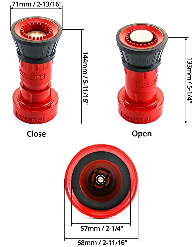 Image of QWORK Fire Hose Nozzle, 2 inch Heavy Duty NPSH /NPT Thermoplastic Constant Flow Fog Nozzle, Fire Equipment, 2 Pack