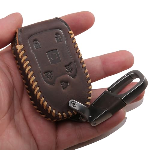 Coque de clé GMC cuir 6 boutons porte-clés étui Yukon XL Chevy Tahoe Suburban