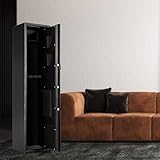 TANGZON 57’’/145cm Rifle Gun Cabinet, 5-Gun Long Gun Safe Box for Rifle & Shot Gun with Digital Keypad, Emergency Keys, Ammo Lockbox & Storage Pockets, Anti-Theft Gun Security Safe for Home Office - Image 6