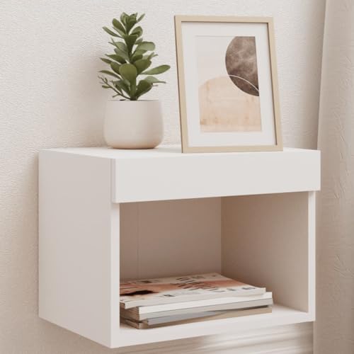 Tables de chevet murales LED blanches lot de 2 pour libérer de l'espace
