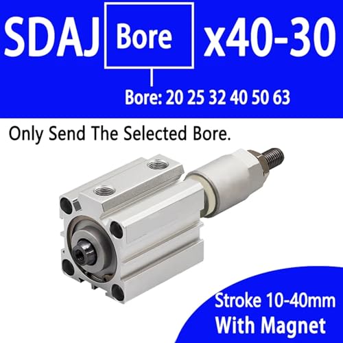 Vérin pneumatique SDAJ alésage 20mm course réglable compact double action