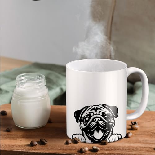 Taza de cerámica con diseño Pug 11 onzas miniatura 3