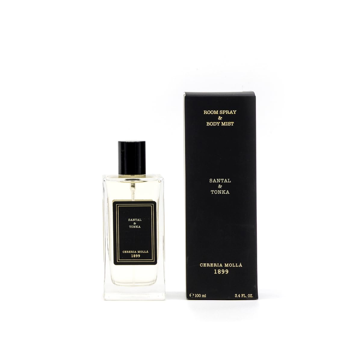 CERERÍA MOLLA 1899 | Room Spray & Body Mist Santal & Tonka | Para Perfumar tu Piel y Hogar | Frasco de Cristal con Difusor en Spray | 100 ml