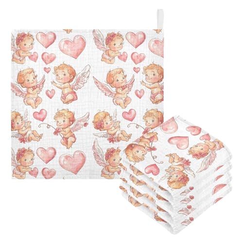 Baby Muslin Washcloths Valentine‘s Day Baby Burp Cloths Cotton Babys Face Towel for Newborn Infants Boys Girls Soft and Absorbent 11.8 X 11.8 in, 3 Pack3