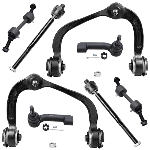 Image of Detroit Axle - 8pc Front End Control Arms Kit for 2007-2014 Ford Expedition Lincoln Navigator, 2009-2014 F-150, 2 Upper Control Arms w /Ball Joint 4 Tie Rod Ends 2 Sway Bars Replacement