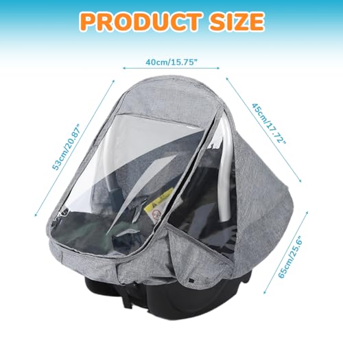 Image of SNOWIE SOFT Sun & Rain Cover for Baby Bassinet Carrier, Protective Clear Roll-up Zipper Curtain, Breathable & Lightweight, Splashproof, Windproof & Dustproof Outdoor Baby Carry Cot Shield