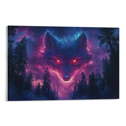 Loup murale peinture sur toile affiche décoration chambre