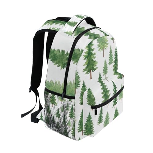 Kids School Backpacks, Watercolor Pine Trees Green Lightweight Travel Bag for Boys Girls Back to School Essentials,16 in2