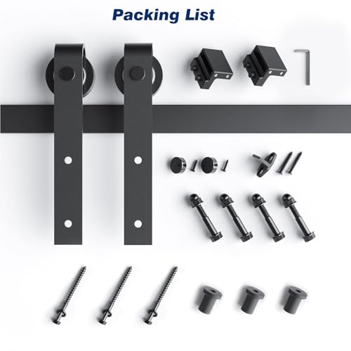 EaseLife 4 FT Sliding Barn Door Hardware Track Kit,Basic J Pulley,Slide Smoothly Quietly,Easy Install (4FT Track Kit for 24" Wide Single Door)