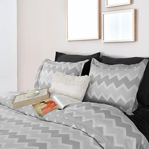 Utopia Bedding Duvet Cover Queen Size Set - 1 Duvet Cover With 2 Pillow Shams - 3 Pieces Comforter Cover With Zipper Closure - Ultra Soft Brushed Microfiber, 90 X 90 Inches (Queen, Chevron Grey) #TOP1