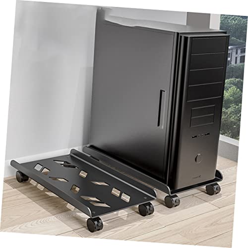 Soporte metálico móvil para CPU SHOWERORO, soporte para torre de computadora y monitor miniatura 4