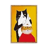 阪画屋 アートパネル アートボード ポスター 玄関 壁画 壁掛け 壁飾り 部屋飾り 飾り絵 絵 絵画 油絵 ソファの背景画 インテリア 現代 モダン フレーム 額付き 木枠付きの完成品 木目調 キャンバス 猫 ネコ ペット アニマル 動物 プレゼント ギフト 30×40