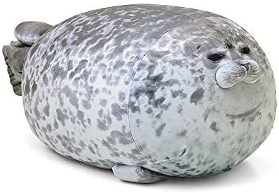 Rainlin Chubby Blob Seal Pillow Plush Animal Toy Stuffed Seal Plushie Cotton Cute Pillow Gray 13.0 inch