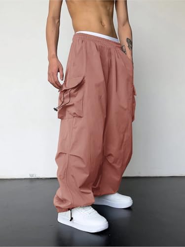 Image of GRECIILOOKS Men's Regular Fit Low Rise Cargos Trousers | Baggy Cargo Pants for Man | Loose Fit | Treck Pent with Multiple Pockets (Available in Plus Size)