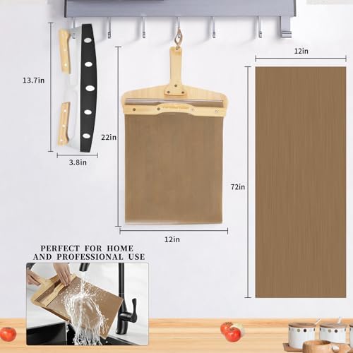 Sliding Pizza Peel, Pizza Peel 12 Inch, Non-stick Pizza Slider Paddle with Pizza Cutter Rocker, Wooden Detachable Transfers Pizza Spatula for Indoor & Outdoor, 22
