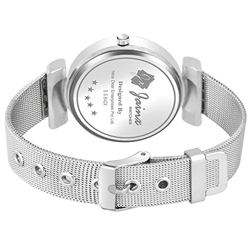 Image of jainx Silver Mesh Chain Analog Women Wrist Watch (Blue /Black /Silver /Pink /Green Color Dial)