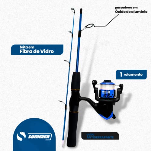 Kit De Pesca Completo 3 Varas 1,50m 10kg Com Molinete Maleta