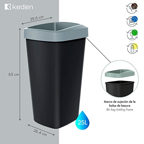 Cubes de recyclage KEDEN 3x25L bac de tri selectif compact rectangulaire Compacta Q - 2