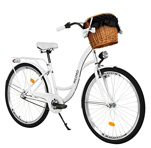MILORD Damenfahrrad Citybike Komfort Mit Weidenkorb Hollandrad Vintage...