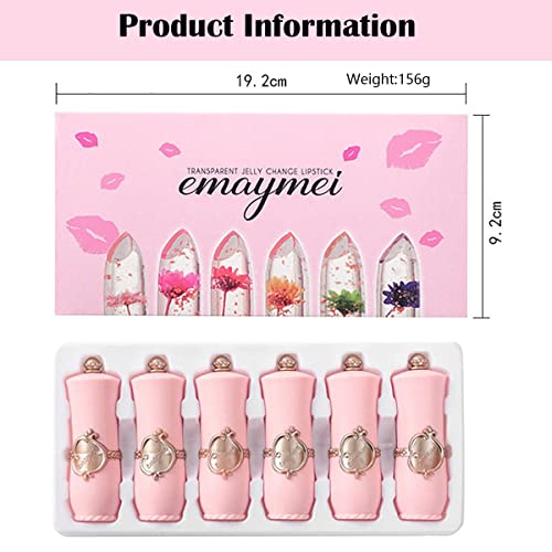 6 Pcs Beauté Jelly Lipstick, Fleur Température Changement de couleur rouge à lèvres, hydratant longue durée imperméable Baume à lèvres(Rose) - Image 6