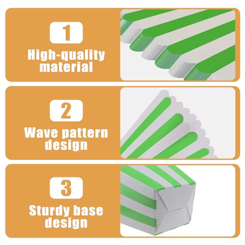 Image of 50 Pcs Popcorn Boxes Mini Paper Popcorn Box Cardboard Popcorn Container for Party Disposable Snack Candy Popcorn Bags Popcorn Holder for Movie Nights Birthday Wedding (Light green,White)