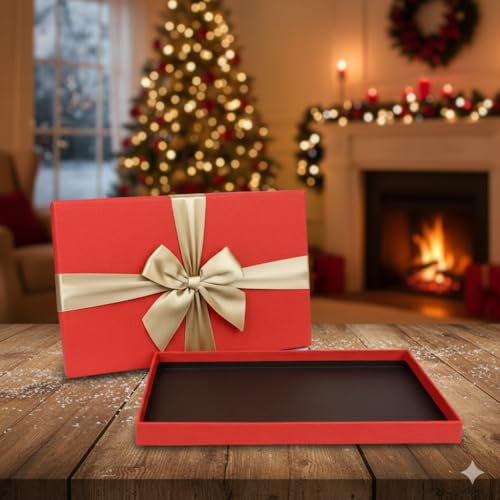 Boîtes cadeaux rigides rectangulaires au design premium blanc et rouge - 5