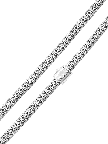 DEVATA Sterling Silver 925 Bali 5mm Dragon Bone Tulang Naga/Borobudur/Paddy Oval Chain Necklace DBT5735 BYT5735 WHT57354