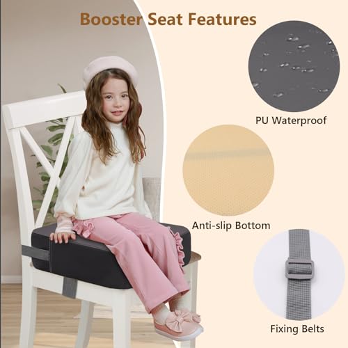 Image of Booster Seat for Kitchen Chair - Toddler Non-Slip Portable Height Increasing Strong Support Seat Cushion PU Easy to Clean Detachable Washable Booster Seat for Dining Table
