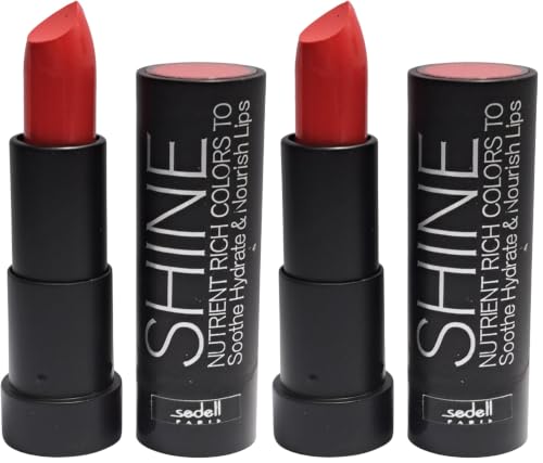 Image of Sedell Paris SHINE Nutrient Rich Colors to Soothe Hydrate & Nourish Long Lasting Matte Cream Lipstick 3.8g (Pack of 2)