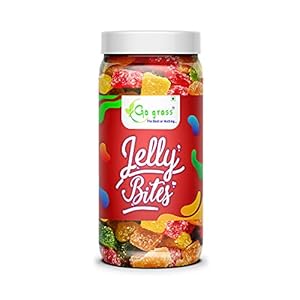 GO GRASS Tasty Sugar Coated Jelly Candy Bites Jar Pack – 350g