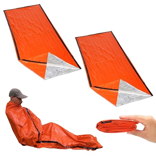 East Leaf エマージェンシーシート アルミブランケット アルミシート 防災 防災用品 防寒 非常用 保温 遮熱 繰り返し 軽量 大きめ [ 寝袋型 2セット 213x91cm ]