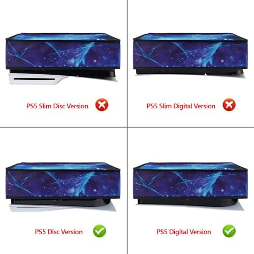 PlayVital Nylon Horizontal Dust Cover for ps5, Soft Neat Lining Dust Guard for ps5 Console, Anti Scratch Waterproof Cover Sleeve for ps5 Console Digital Edition & Disc Edition - Blue Nebula - 1