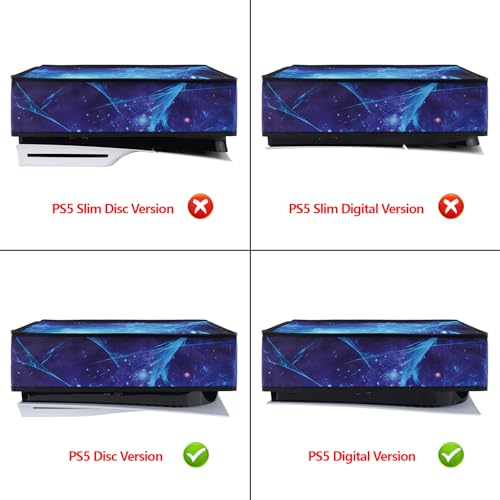 PlayVital Nylon Horizontal Dust Cover for ps5, Soft Neat Lining Dust Guard for ps5 Console, Anti Scratch Waterproof Cover Sleeve for ps5 Console Digital Edition & Disc Edition - Blue Nebula