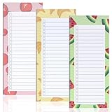 IKR Paquete de 3 blocs magnéticos para lista de compras con temática de frutas, lista de comestibles, 150 hojas extraíbles, blocs de notas magnéticos para nevera, taquillas, armarios, 8,9 x 21,3 cm