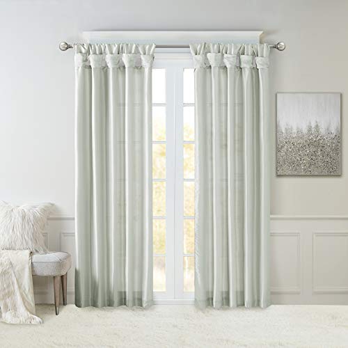 Madison Park Aqua Curtains for Living Room Transitional Fabric Curtains for Bedroom Emilia Solid Window Curtains, 50X95, 1-Panel Pack