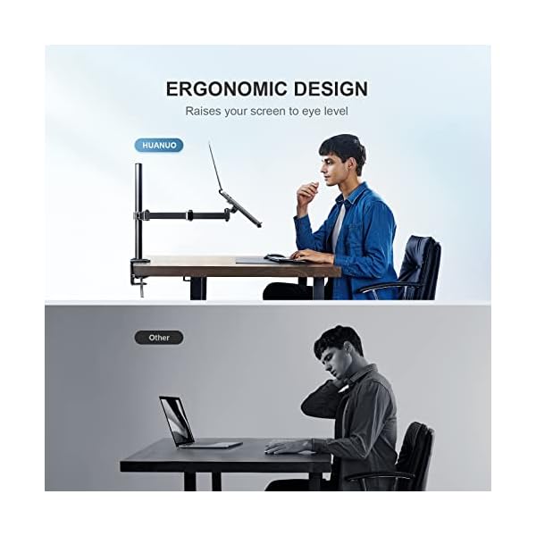 HUANUO Monitor Halterung mit Laptop Arm, Adjustable Laptop Ständer, Laptop Halterung Schreibtisch for 13” to 35” Screens… – Bild 5