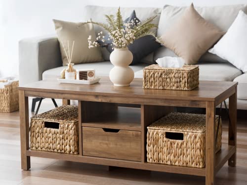 Image of StorageWorks Wicker Basket with Lid, Storage Baskets with Lids, Hyacinth