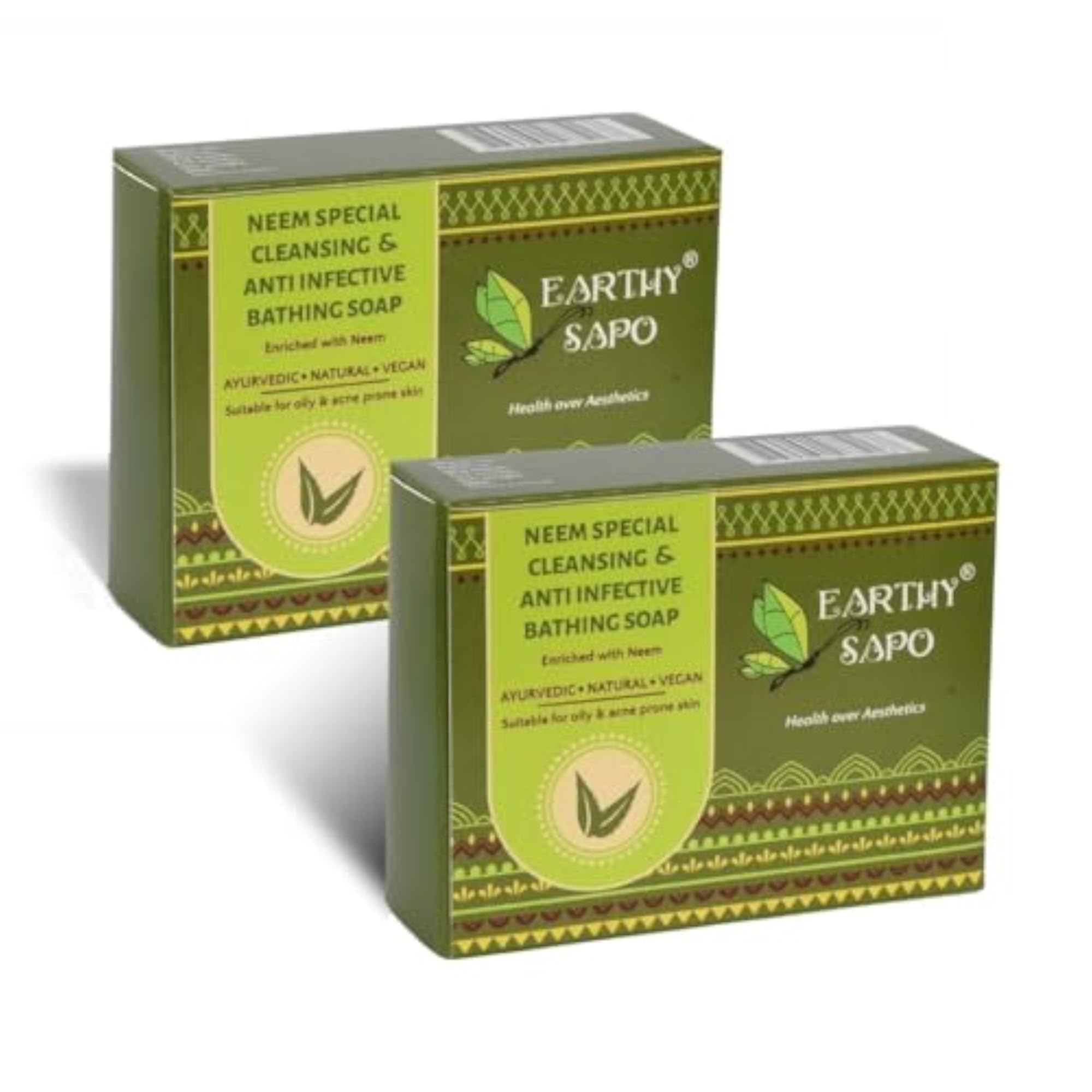 Handmade Neem Bathing Soap Pack of 2, Natural Cleansing