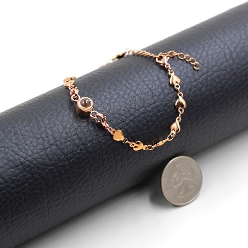 Image of 100 Different Languages I Love You Bracelets Love Heart Link Chain Bracelets Romantic Valentines Day Gifts for Women