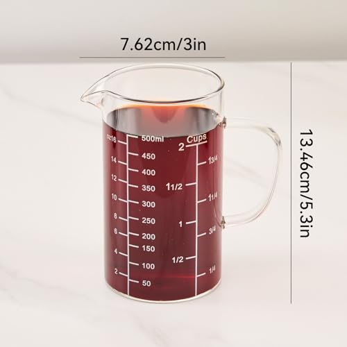 Vaso medidor de vidrio 500 ml con marcas claras miniatura 2