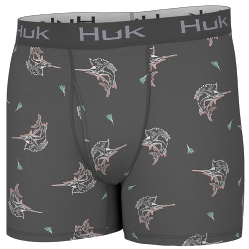 HUK mens Patterned Pursuit Boxer Brief, Performance Dry-fit Boxer Briefs for Men