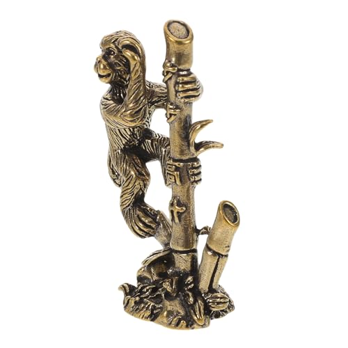 Sculpture de singe en laiton pur véritable coulé pour une décoration chic et raffinée
