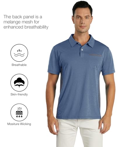 Little Beauty 3 Pack Men's Polo Golf Shirts with Pocket Short Sleeve Collared Shirts Moisture Wicking Summer Casual T-Shirts4