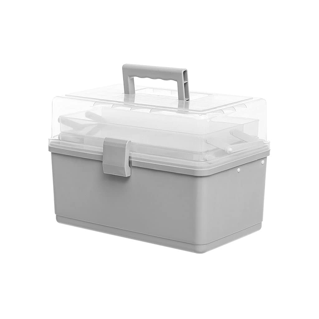 Trousse de Secours/Boîte Médicaments Boîte de rangement en plastique de premiers secours Poignée de rangement de ménage Poignée de rangement médical de trois couches Boîte médicale Boîte médicale Boît