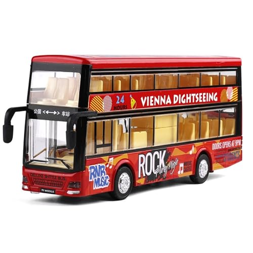 Image of DEUSON ECOM Diecast Metal Alloy London Long Bus Double Decker Sightseeing Bus Light & Music Open Door Collection Bus Toys for Boy Kids, Multi